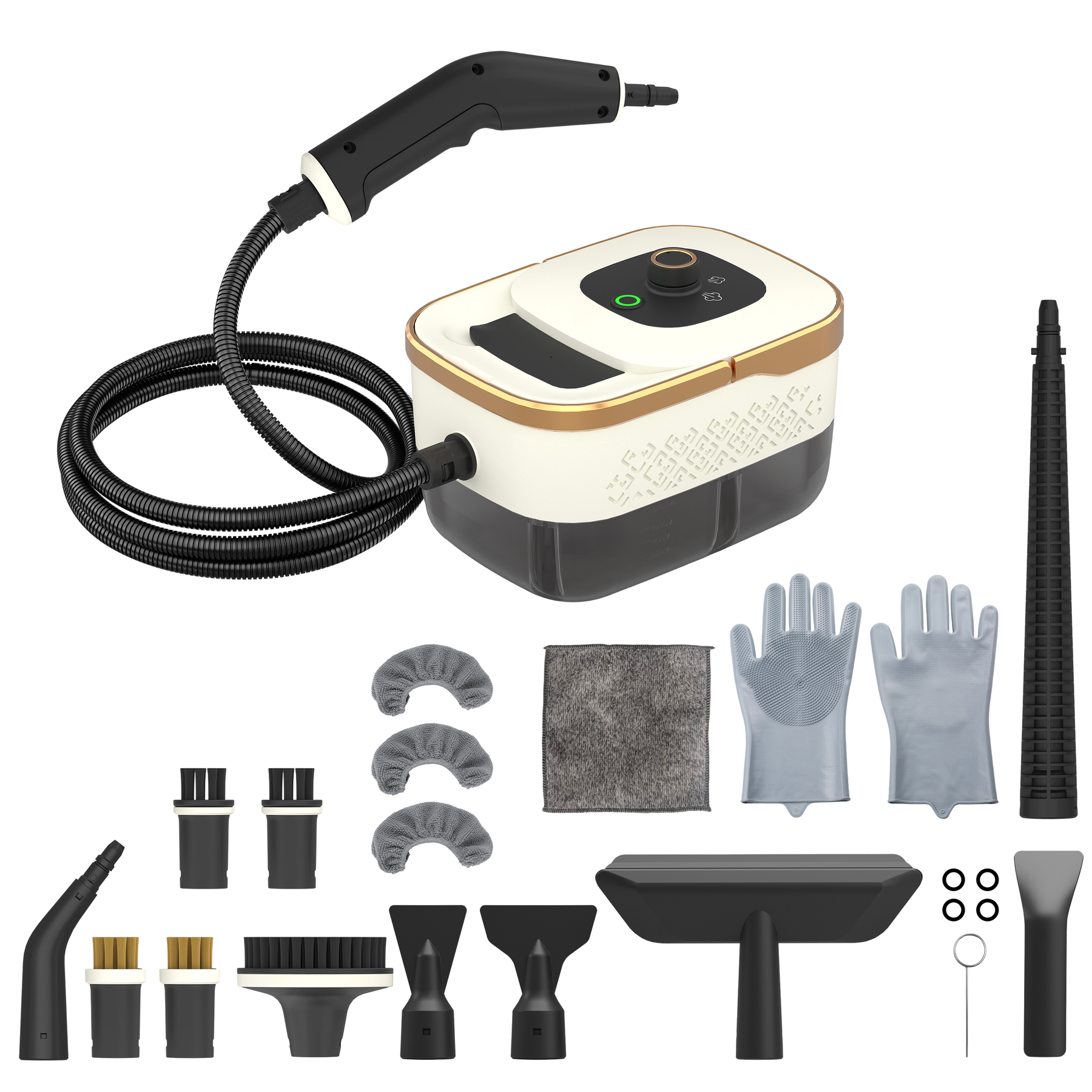 LEST C1T Magnolia White steam cleaner with complete accessory set
