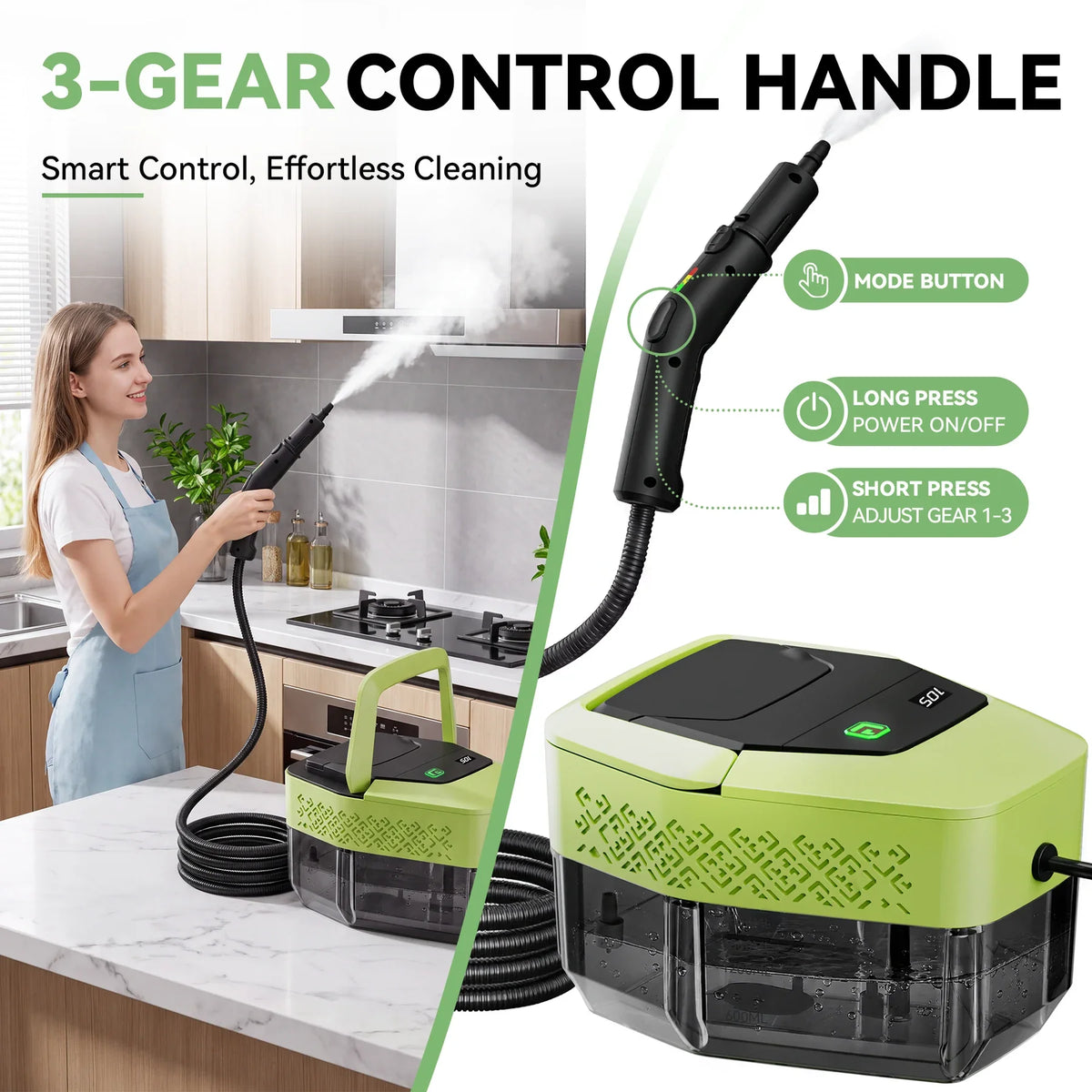 LEST C4A Avocado Green | gallery 04 | three-level handle control detail — product view 15