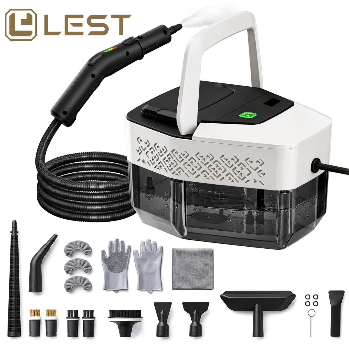 LEST C4A Magnolia White | gallery 02 | steam cleaner with complete accessory set — product view 2