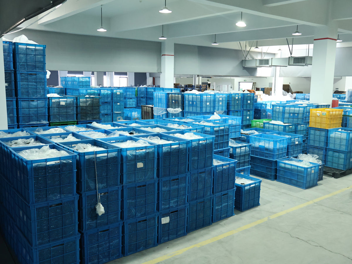 Material bins organized inside the LEST factory